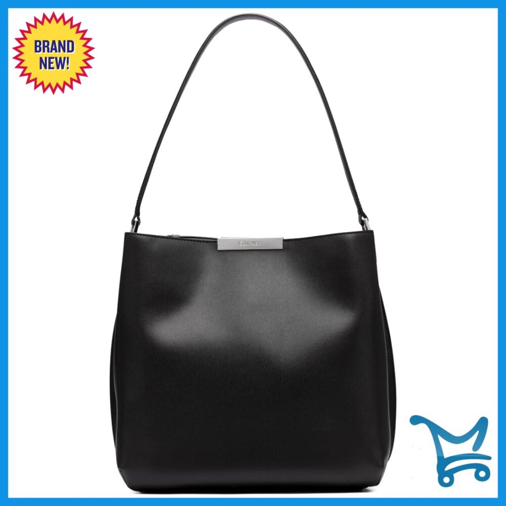 Vegan Leather Triple Compartment Shoulder Bucket Bag